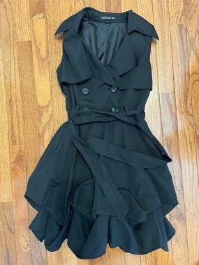 Steampunk goth black parachute dress trench dress size 0